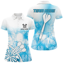 Load image into Gallery viewer, Personalized Blue Abstract Darts Polo &amp; Quarter-Zip Shirts For Women, Best Darts Team Jerseys TDM2455