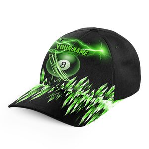 Personalized Green Icy Lightning 8 Ball Pool Top Hat Billiard, 3D Printed Baseball Billiard Caps TDM2670