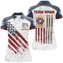 Load image into Gallery viewer, White Grunge American Flag 9 Ball Billiard Shirts For Women Custom Patriotic 9 Ball Pool Jerseys TDM2677