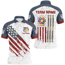 Load image into Gallery viewer, White Grunge American Flag 9 Ball Billiard Shirts For Men Custom Patriotic 9 Ball Pool Jerseys TDM2677