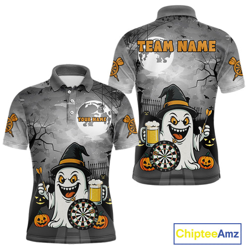 Funny Ghostly Beer Halloween Darts Shirt For Men Custom Halloween Gifts For Darts Lover TDM4948