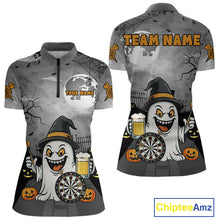 Load image into Gallery viewer, Funny Ghostly Beer Halloween Darts Shirt For Women Custom Halloween Gifts For Darts Lover TDM4948