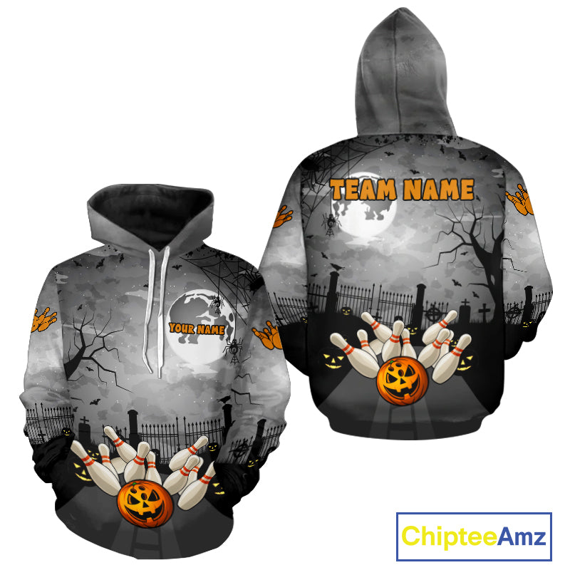 Funny Bowling Halloween Hoodie For Men And Women Custom Bowling Team Hoodie Jerseys TDM4949