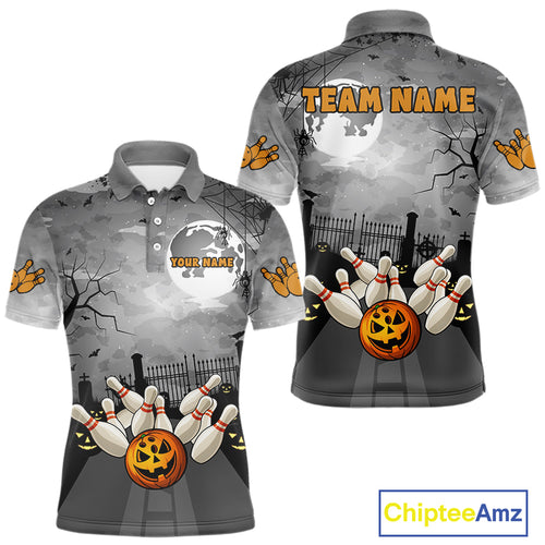 Funny Bowling Halloween Shirt For Men Custom Halloween Bowling Jersey Team Polo & 1/4 Zip TDM4949