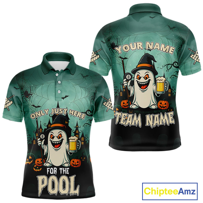 Only Just Here For The Pool Custom Halloween Billiard Shirt For Men, Funny Ghostly Billiard Jersey TDM4950