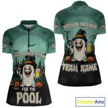 Load image into Gallery viewer, Only Just Here For The Pool Custom Halloween Billiard Shirt For Women, Funny Ghostly Billiard Jersey TDM4950