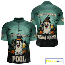 Load image into Gallery viewer, Only Just Here For The Pool Custom Halloween Billiard Shirt For Men, Funny Ghostly Billiard Jersey TDM4950