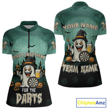 Load image into Gallery viewer, Only Just Here For The Darts Custom Halloween Darts Shirt For Women, Funny Ghostly Darts Team Jersey TDM4951