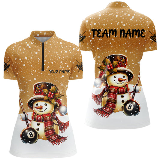 Funny Christmas Snow Effigy 8 Ball Pool Billiard Shirts For Women Custom Christmas Billiard Jerseys TDM2923