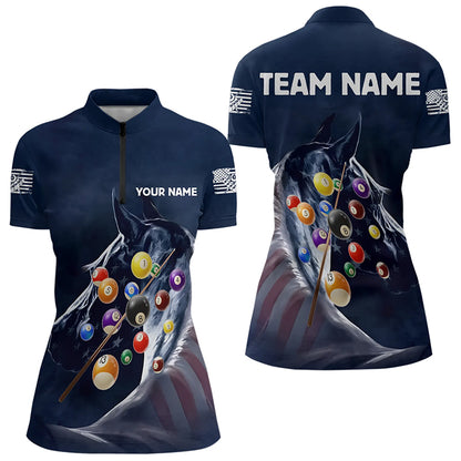 Personalized See Waves 3D Billiard Balls Pool Shirts For Women Custom Blue Navy Billiard Jerseys TDM3165