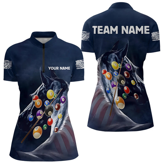 Personalized See Waves 3D Billiard Balls Pool Shirts For Women Custom Blue Navy Billiard Jerseys TDM3165