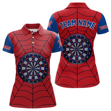 Load image into Gallery viewer, Blue And Red Dart Spider Web Custom Dart Shirts For Women, Unique Dart Team Jerseys Funny Dart Shirts TDM3170