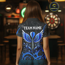 Load image into Gallery viewer, Black And Blue Custom Wings Darts Shirt For Women, Darts Jersey Pocket Option TDM3840