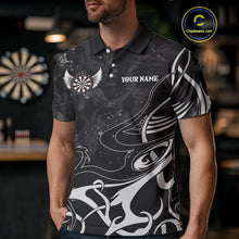 Load image into Gallery viewer, Grey And Black Custom Wings Darts Shirt For Men, Darts Jersey Pocket Option TDM3841