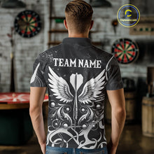 Load image into Gallery viewer, Grey And Black Custom Wings Darts Shirt For Men, Darts Jersey Pocket Option TDM3841