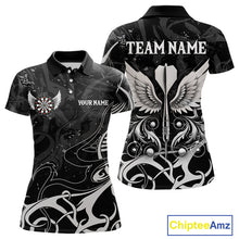 Load image into Gallery viewer, Grey And Black Custom Wings Darts Shirt For Women, Darts Jersey Pocket Option TDM3841