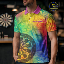 Load image into Gallery viewer, Personalized Funny Colorful Dart Shirt Polo &amp; 1/4 Zip For Men Custom Dart Jerseys Team Outfit TDM3844