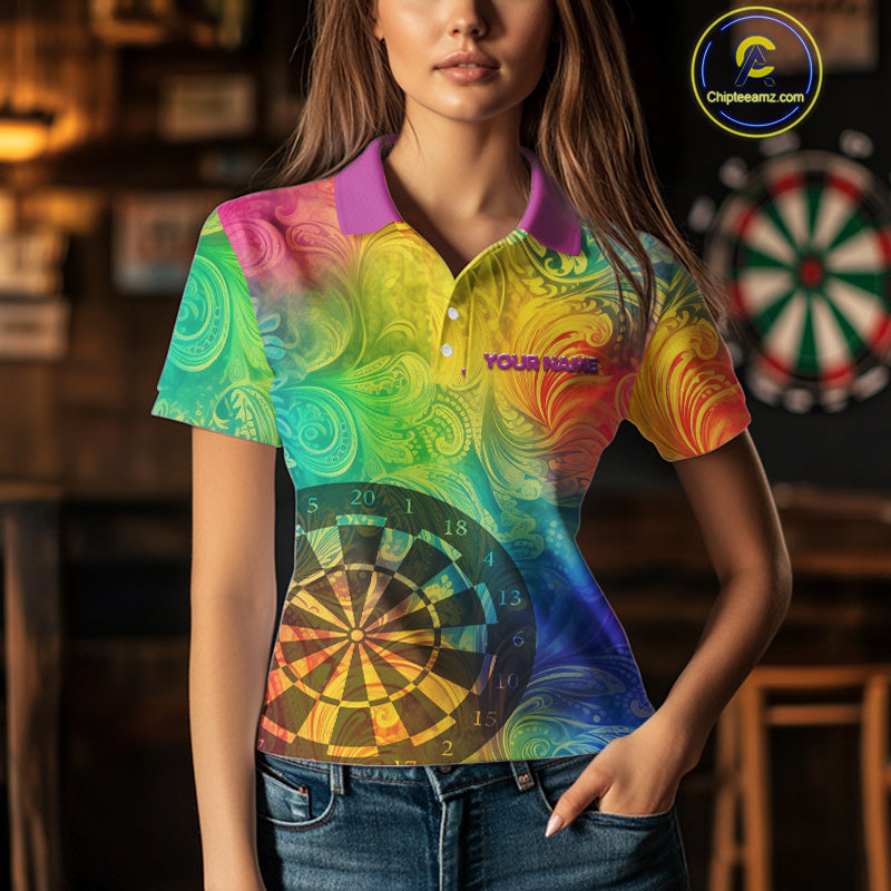 Personalized Funny Colorful Dart Shirt Polo & 1/4 Zip For Women Custom Dart Jerseys Team Outfit TDM3844