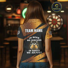 Load image into Gallery viewer, In Beer We Discuss Funny Dart Shirts For Women Custom Beer Dart Jersey Team Polo &amp; Quarter Zip TDM3845