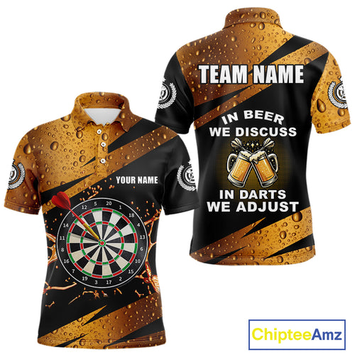 In Beer We Discuss Funny Dart Shirts For Men Custom Beer Dart Jersey Team Polo & Quarter Zip TDM3845