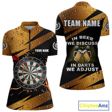 Load image into Gallery viewer, In Beer We Discuss Funny Dart Shirts For Women Custom Beer Dart Jersey Team Polo &amp; Quarter Zip TDM3845