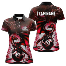 Load image into Gallery viewer, Lightning Thunder Dragon Custom Red 8 Ball Pool Shirts For Women, Billiard Team League Jerseys TDM1757