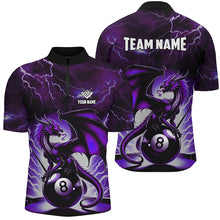 Load image into Gallery viewer, Lightning Thunder Dragon Custom Purple 8 Ball Pool Shirts For Men, Billiard Team League Jerseys TDM1758