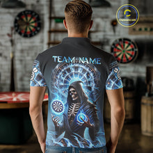 Load image into Gallery viewer, Funny Blue Icy Dartboard Grim Reaper Shirt Custom Darts Jersey Team Polo &amp; 1/4 Zip For Men TDM4527