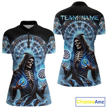 Load image into Gallery viewer, Funny Blue Icy Dartboard Grim Reaper Shirt Custom Darts Jersey Team Polo &amp; 1/4 Zip For Women TDM4527