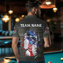Load image into Gallery viewer, Personalized Grey Grunge American Flag Billiard Shirts For Men Custom Patriotic Billiard Jerseys TDM3379