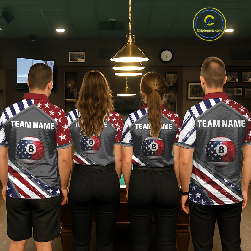 Patrioitc 8 Ball Pool Women Billiard Polo & 1/4-Zip Shirt Personalized Billiard Team Jersey NYN2376