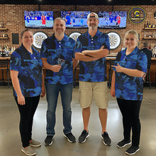 Load image into Gallery viewer, Custom Grunge Blue Camo Arrow Darts Shirts For Women, Retro Darts Jersey Team Polo &amp; 1/4 Zip TDM5664
