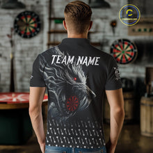 Load image into Gallery viewer, Personalized Viking 3D Wolf Dart Shirts For Men Custom Black Dart Team Jerseys Polo &amp; Quarter Zip TDM3848