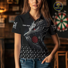 Load image into Gallery viewer, Personalized Viking 3D Wolf Dart Shirts For Women Custom Black Dart Team Jerseys Polo &amp; Quarter Zip TDM3848