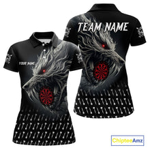 Load image into Gallery viewer, Personalized Viking 3D Wolf Dart Shirts For Women Custom Black Dart Team Jerseys Polo &amp; Quarter Zip TDM3848