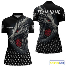 Load image into Gallery viewer, Personalized Viking 3D Wolf Dart Shirts For Women Custom Black Dart Team Jerseys Polo &amp; Quarter Zip TDM3848