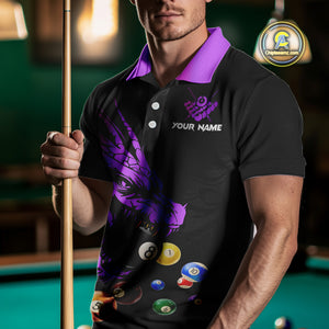 Personalized Purple Black Dragon Billiard Balls Pool Shirts For Men, Billiard League Team Jerseys TDM3851