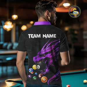 Personalized Purple Black Dragon Billiard Balls Pool Shirts For Men, Billiard League Team Jerseys TDM3851