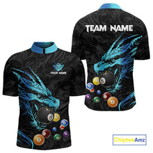Load image into Gallery viewer, Personalized Black And Blue Dragon Billiard Balls Pool Shirts For Men, Billiard League Team Jersey TDM3852