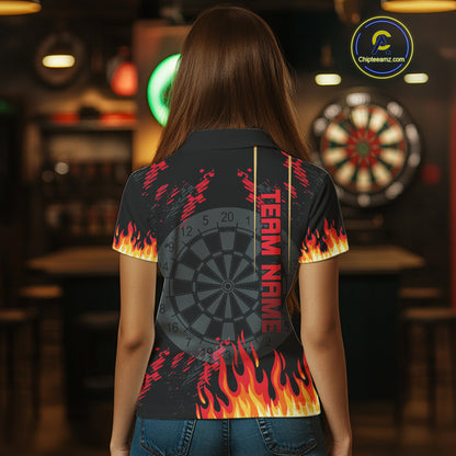 Red Black Dragon Dartboards Custom Flame Dart Shirts For Women, Dart Team Jerseys NYN0081