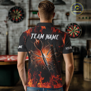Orange Flaming Skull Men's Dart Jerseys Custom Dart Fire Lightning Darts Team Shirt Polo & 1/4 Zip TDM3856