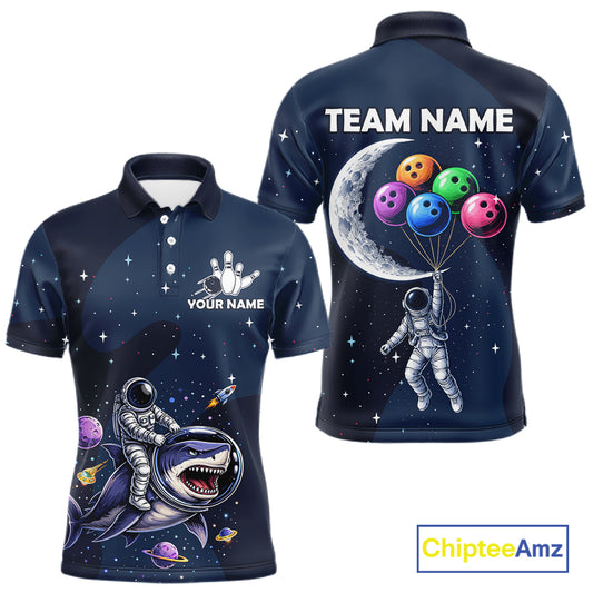 Custom Astronaut Galaxy Funny Bowling Jersey For Men, Bowling Polo & Quarter Zip Team Shirts TDM6273