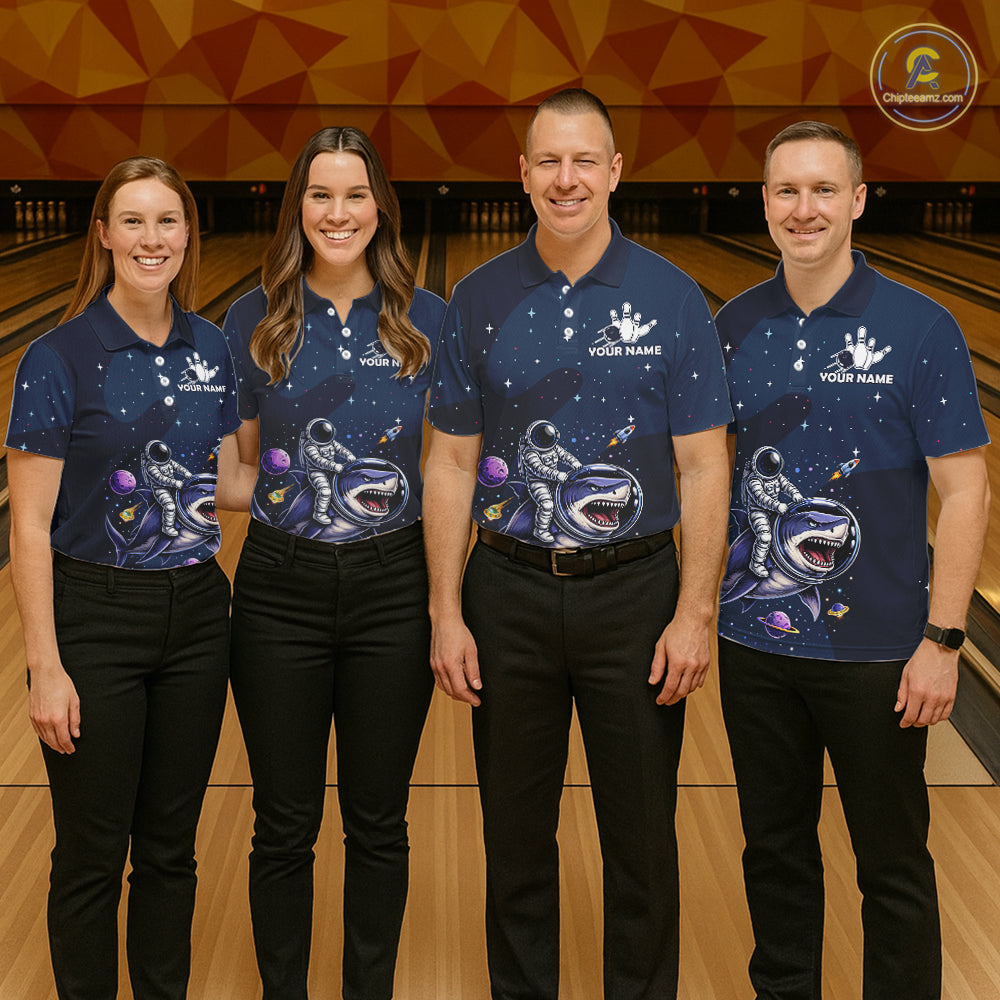Custom Astronaut Galaxy Funny Bowling Jersey For Women, Bowling Polo & Quarter Zip Team Shirts TDM6273