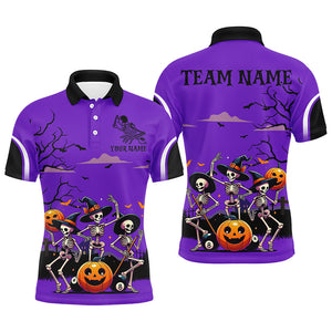 Purple Halloween Spook Night Skeleton Dance Custom Men Billiard Shirts, Billiard Halloween Outfit TDM2683