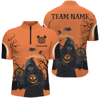 Halloween Spook Night Grim Reaper Custom Darts Shirts For Men, Orange  Dart Jerseys TDM2686