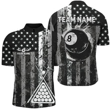 Load image into Gallery viewer, Custom Black Grunge US Flag Patriotic Billiard Shirt For Men Retro 8 Ball Pool Billiard Team Jersey TDM2935