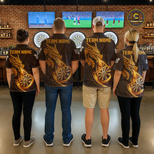 Load image into Gallery viewer, Black And Golden Custom Tribal Dragon Darts Shirt For Men, Darts Team Jersey Polo &amp; Quarter Zip TDM5390