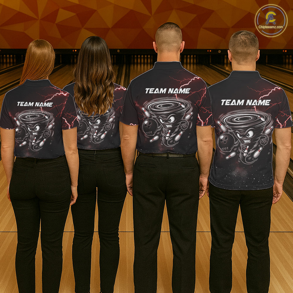 Personalized Thunder Lightning Tornado Funny Bowling Shirt For Men Custom Bowling Team Jersey |Red TDM5393