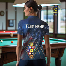 Load image into Gallery viewer, American Flag Blue Galaxy Billiard Shirt For Women Custom 9 Ball Pool Team Jersey Polo &amp; 1/4 Zip TDM5886