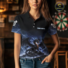Load image into Gallery viewer, Lightning Dragon Darts Shirt With Pocket Option For Women, Dart Jersey |Blue TDM6029